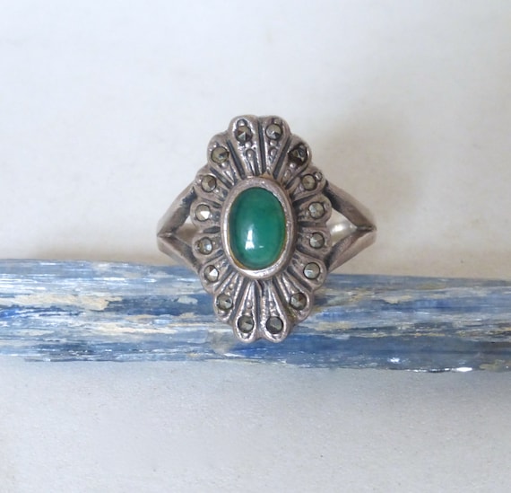 Vintage 1930's Art Deco Sterling Silver, Marcasit… - image 1