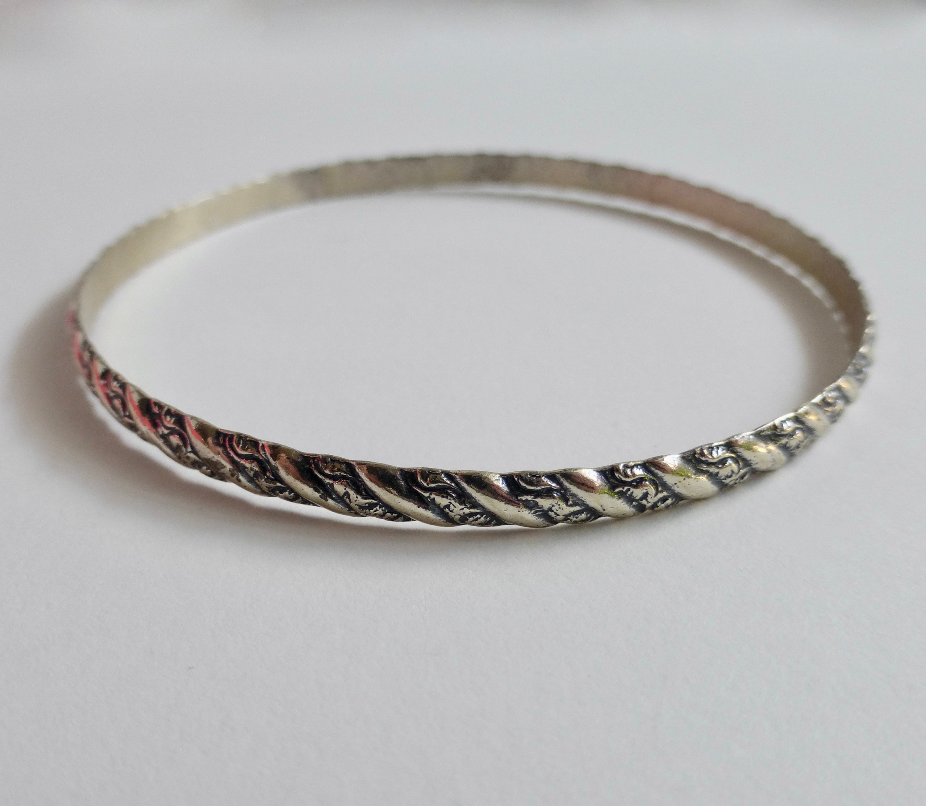 Vintage 1950's Sterling Silver Floral Embossed Diagonal