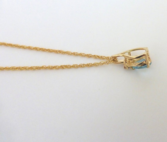 Vintage Gold Plated Aqua Blue Teardrop and Crysta… - image 5