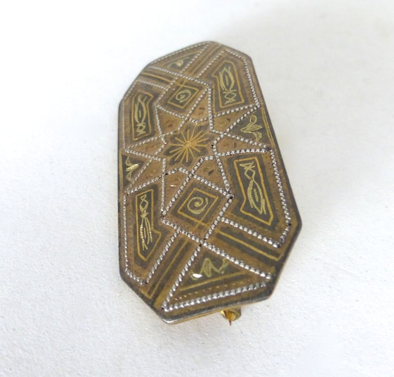 1960's Vintage Spanish Damascene Geometric Retang… - image 4