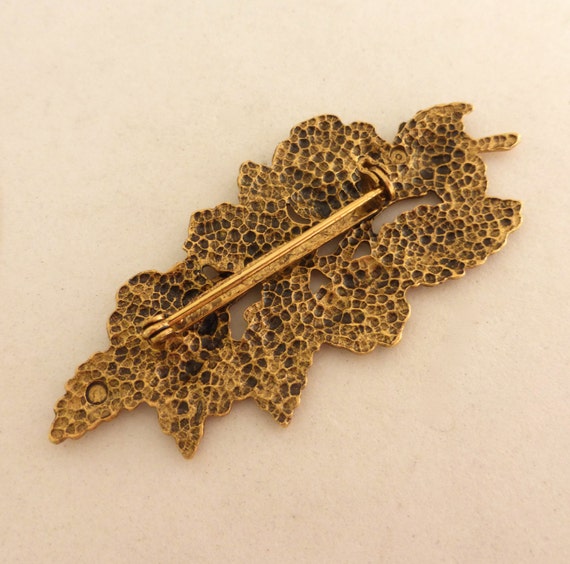 Vintage 1960's Gold Floral Leaf Pin - image 5