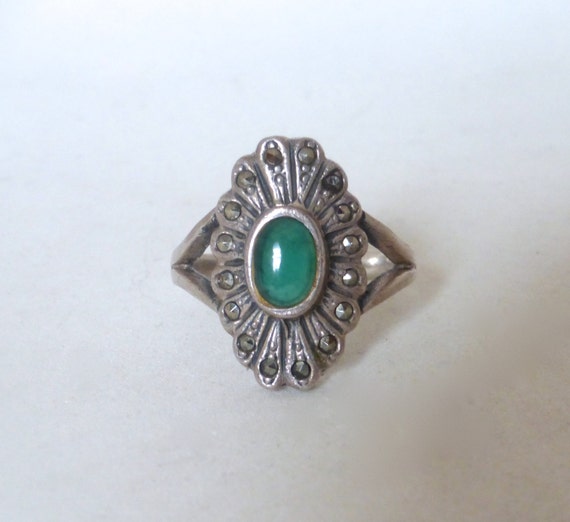 Vintage 1930's Art Deco Sterling Silver, Marcasit… - image 2