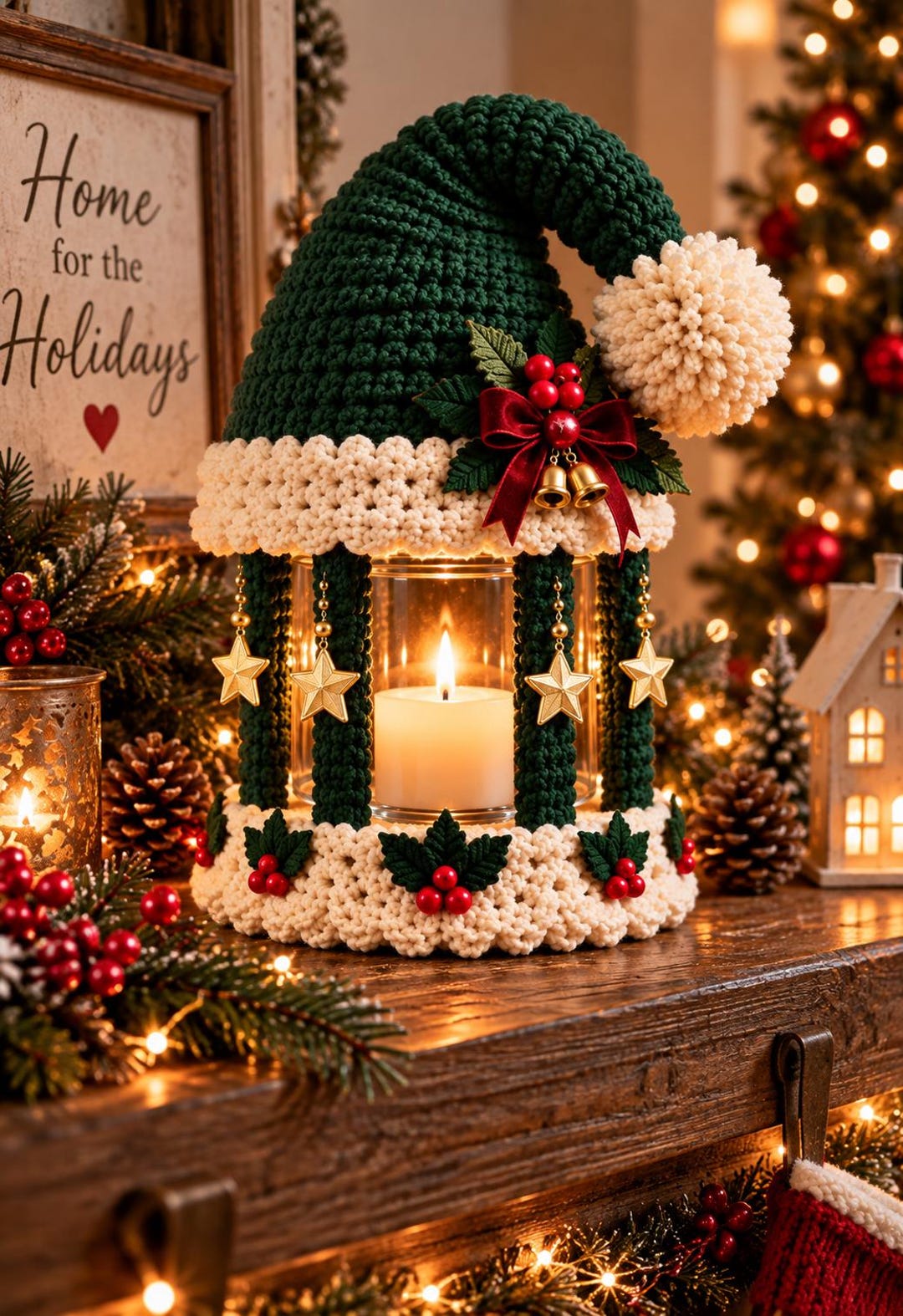 Santa Hat Candle Lantern Crochet Pattern PDF | Christmas Amigurumi ...