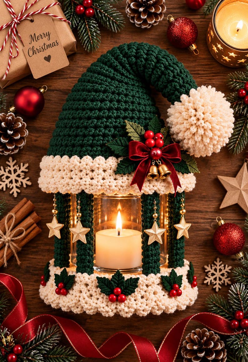 Santa Hat Candle Lantern Crochet Pattern PDF | Christmas Amigurumi ...