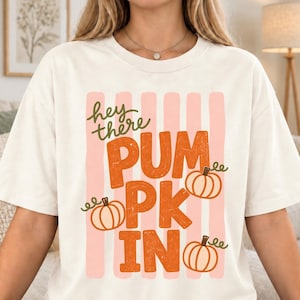 Hey There Pumpkin Shirt, Retro Fall Typography Tee, Comfort Colors T-Shirt
