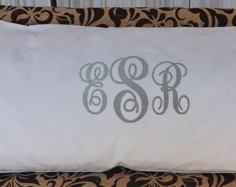 Monogrammed Body Pillow Cover, embroidered body pillow cover, custom pillow cover
