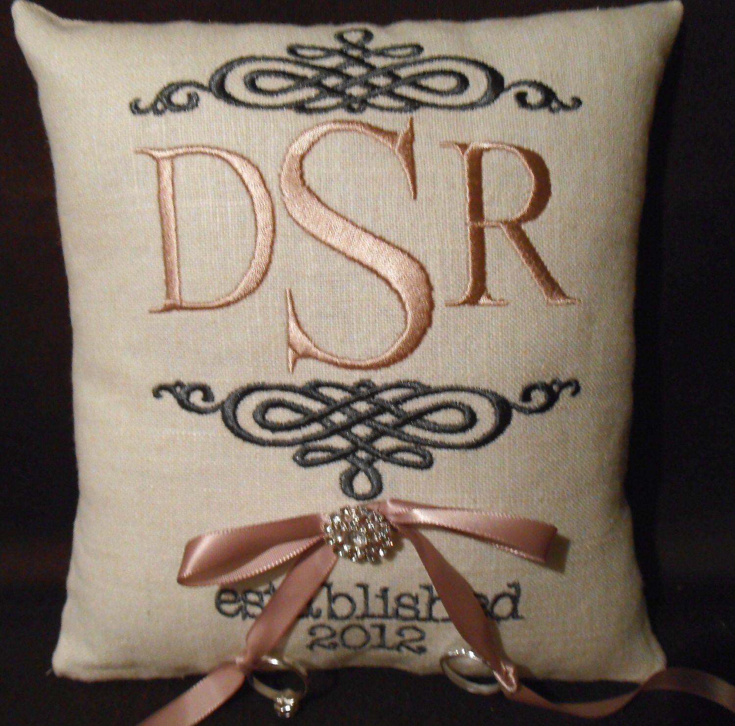 Monogram Embroidery Ring Bearer Pillow RB138 Etsy