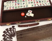 Mah Jong Mah-Jongg Mahjong Maj Jong Game Travel Carry Case Bakelite Carved Tiles Family Game Night