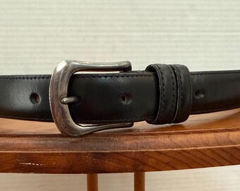 Vintage GARUGLIERI Dark Brown Italian Leather Belt Silver  display picture 3