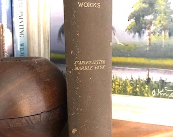 Hawthorn’s Works Scarlett Letter Antique Books Fiction Hardcover Book 1883 Book Collector Library