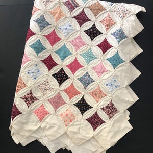 Handmade Lap Quilt Table Centerpiece Farmhouse Decor Vintage Linens 58” x 42”