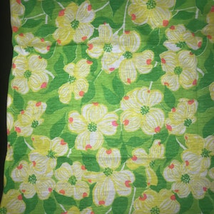 Key West handafdruk gebreide stof Zuzek &quot;Doggy&quot; in kleurrijk groen geel koraal wit 2 werven naaien ambachten DIY vintage