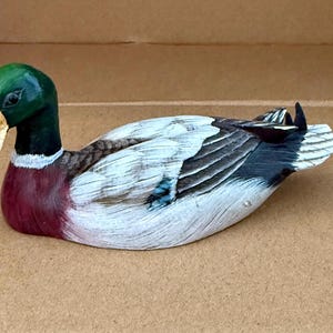 Vintage Handmade Carved Wood Mallard Duck Fowl 4&quot; Bird Figurine Carylle’s