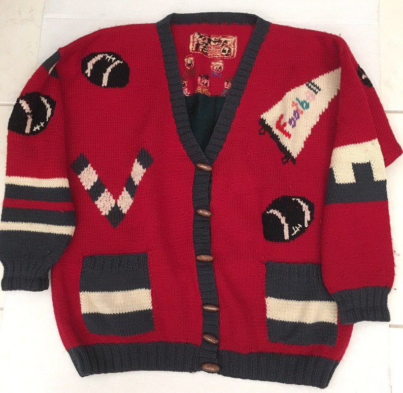 Berek Hand Knit Wool Sweater Varsity Football Season Attire | Etsy