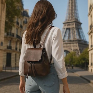 Italian Mini Backpack for Women – Soft PU Leather Flap Drawstring Purse, Chic Everyday Travel Bag