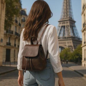 Italian Mini Backpack for Women – Soft PU Leather Flap Drawstring Purse, Chic Everyday Travel Bag