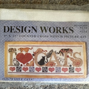 Design Works I Love Cats Counted Cross Stitch Kit 9 x 22 inches Unopened