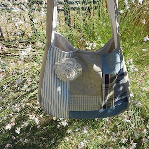 Boho Sling Patchwork Cloth Upcycled Blue