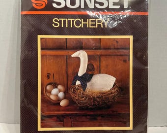 Sunset Stitchery Country Goose Embroidery Sewing Kit 1983 Farmhouse Country Decor