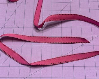 Saddle Stitch 5/8 inch Wide Pink Black Stitching x 3 yards