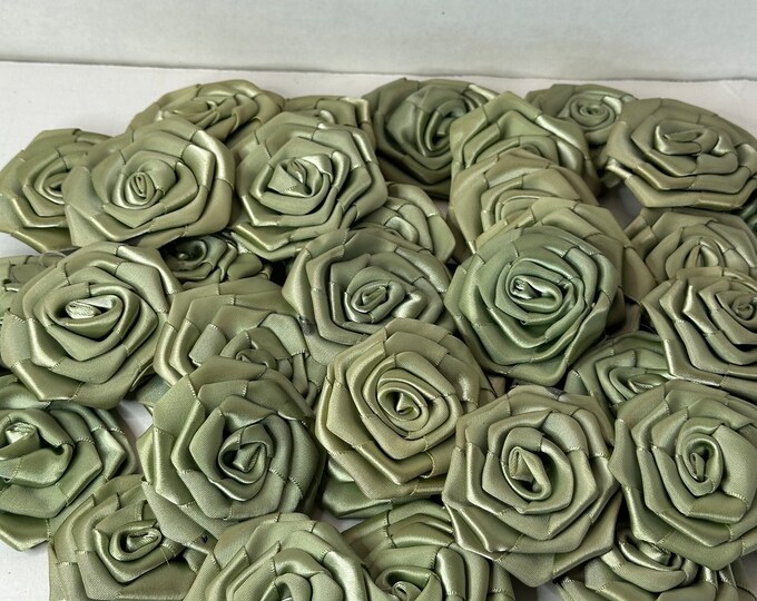 Light Green Ribbon Roses Ribbon Roses Sage Green 2 1/2 Inches Lot of 37 - Etsy