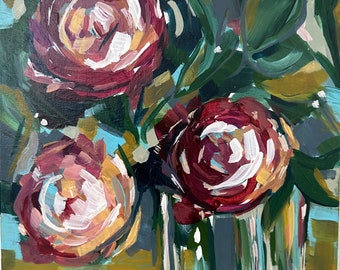 abstract flowers, original acrylic painting