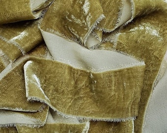 Green Tea Silk Velvet Ribbon; Bridal Bouquet, invitations; hand dyed ripped; wedding photography styling; Aloe ; green apples