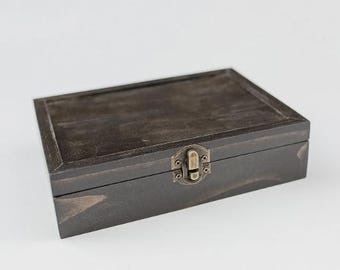 Rustikale Fotobox mit Scharnier (für 100 Fotos) Erinnerungsbox / Geschenk