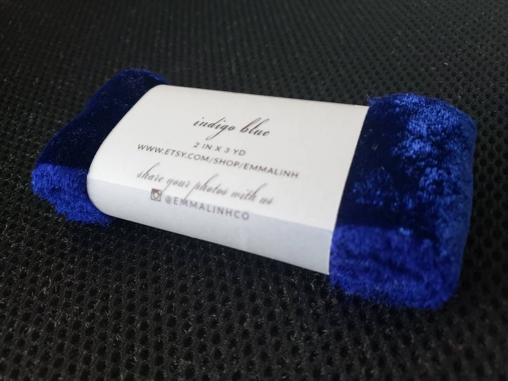 Indigo Blue Velvet Ribbon; Silk; Bridal Bouquet invitations favors; hand dyed; hand ripped; wedding photography styling;