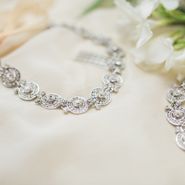 Wedding Headband with Ribbon | Silver - Bridal Headpiece | Crystal Rhinestone |Tie back Headband | Wedding hair accessory | Bridesmaid