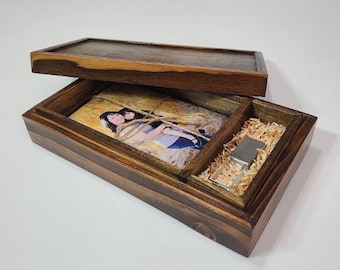 Rustikale Foto-USB-Box (für 100 Fotos) Erinnerungsbox / Geschenk (USB-Stick nicht enthalten)