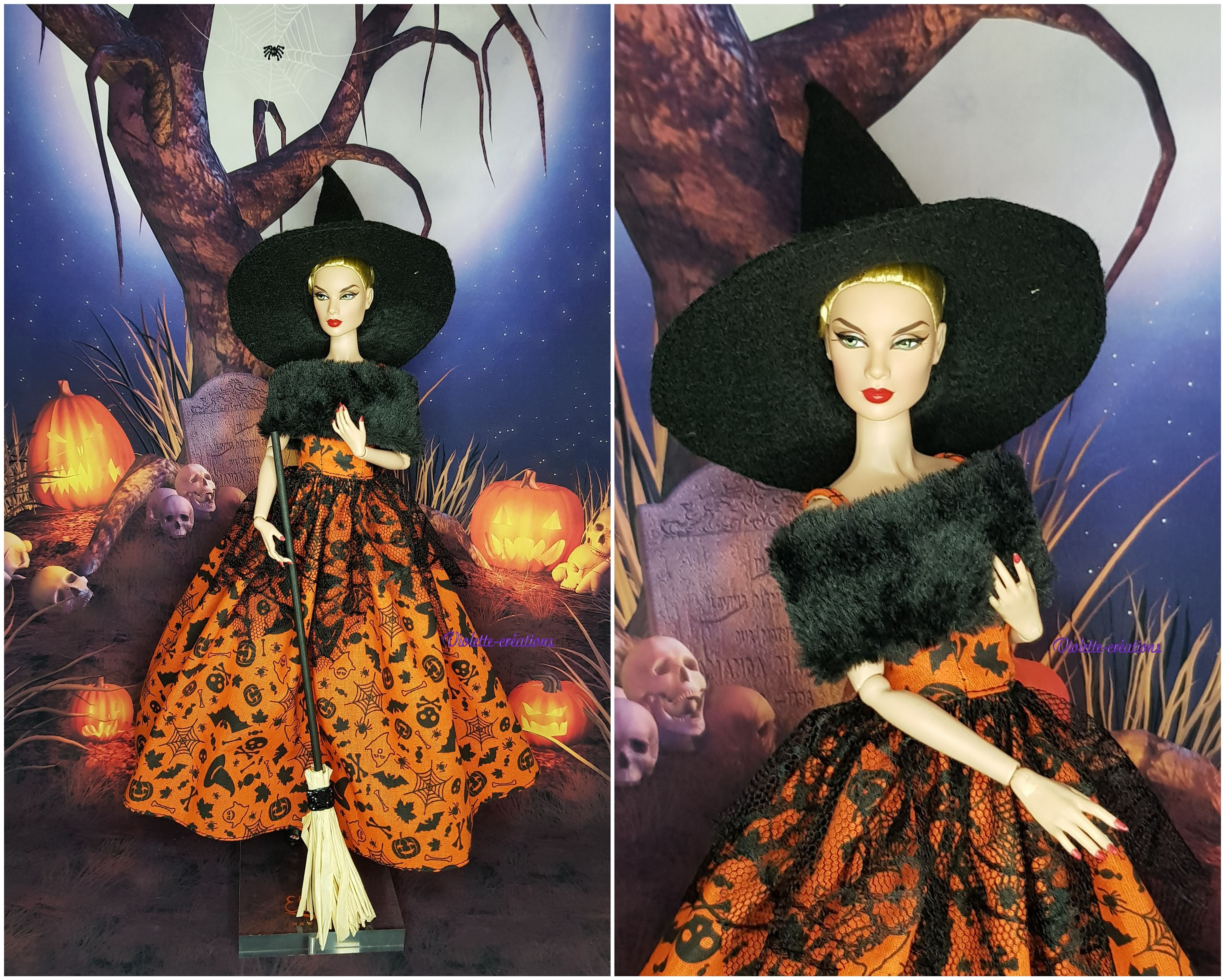 Robe de sorcière pour poupée barbie , déguisement halloween 4