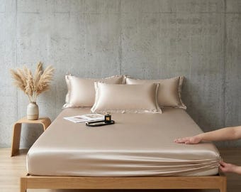 30 Momme Grade 6A Mulberry Silk Fitted Sheet, Deep Pocket Cooling Bedding