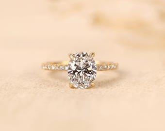 Oval Lab Grown Diamond Ring, 14K Gold Solitaire Engagement Ring, IGI Certified