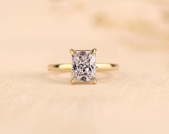 1–4 Carat Radiant Lab Grown Diamond Solitaire Ring, IGI Certified 14K Gold,  for Girlfriend