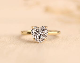 Heart Cut Lab Grown Diamond Solitaire Ring, 14K Gold, IGI Certified (1-4 CT)
