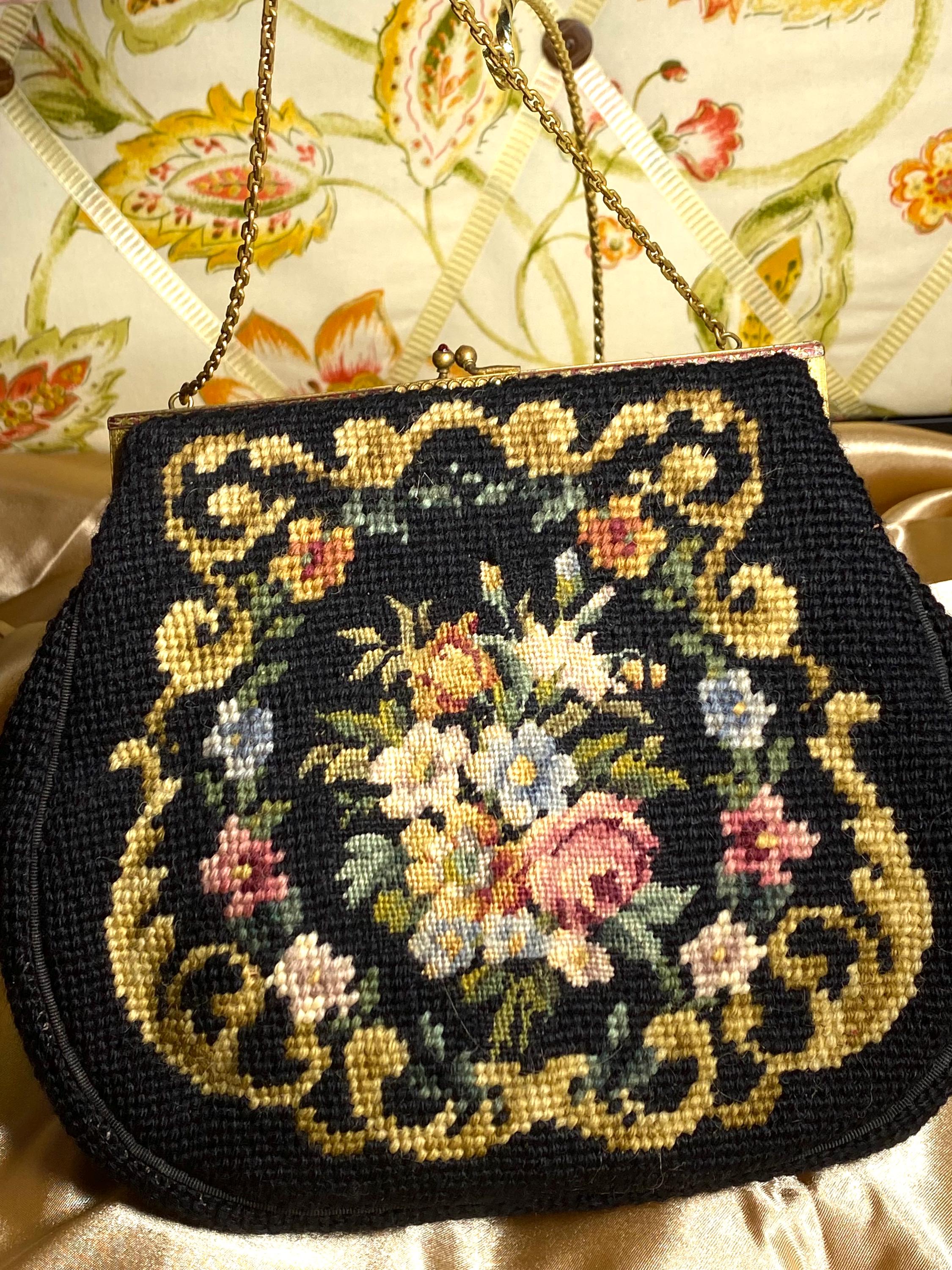Vintage 60s 70s Mid Century Modern MCM Tapestry Needlepoint Flower Belt Band Tapestry 60s - Etsy main image 4