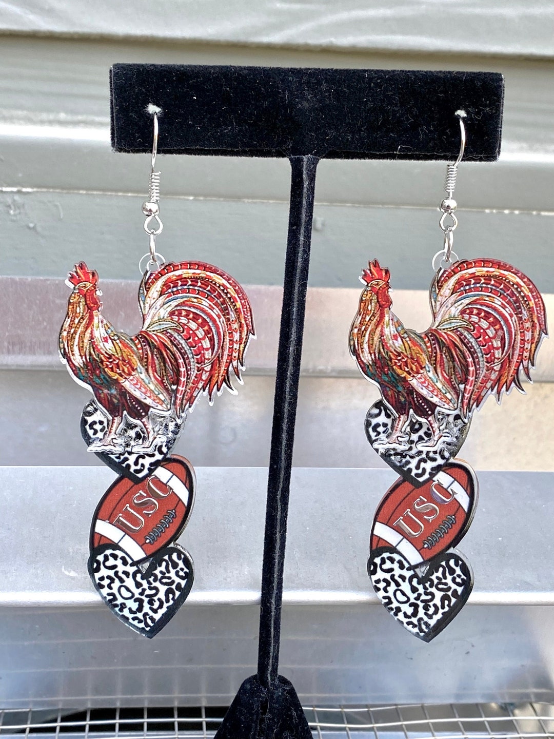 South Carolina Cocky Gamecock Resin Mascot Earrings main image 1