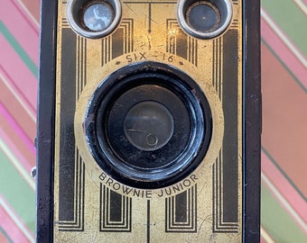 1930s Kodak Brownie Junior 16 Camera-Vintage Kodak Camera-Deco Camera-Vintage Box Camera-Display Camera-Old Camera-Art Deco Camera