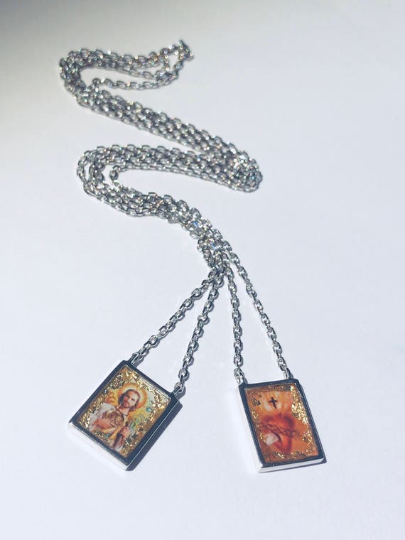 Scapular Necklace Precious Metals St Jude Thaddeus Medal | Etsy
