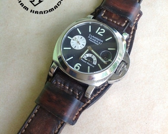 Fatto a mano Marrone Scuro Vintage Bund Cinturino Cinturino Cinturino Fibbia libera.