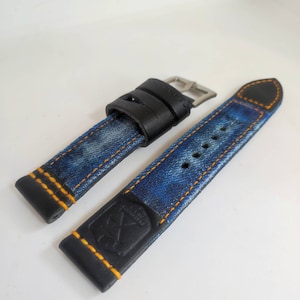 Handmade Flottiglia Leather and Jeans Watch Strap Band for Free buckle