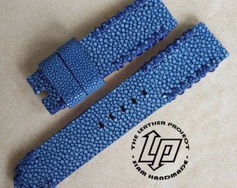 Handmade Blue Stingray Watch Strap with Pre-v buckle.