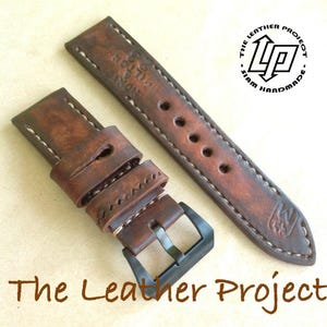 Handmade Like Ammo Leather watch strap with buckle. You can put your name on strap.
