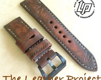 Handmade Like Ammo Leather watch strap with buckle. You can put your name on strap.