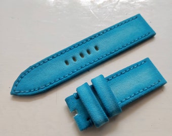Handmade 100% Vintage ocean blue Canvas watch strap. Free buckle (with out leather).