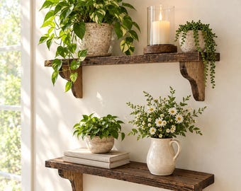 Handmade Wooden Wall Shelves, Rustic Farmhouse Floating Shelf, Home Decor