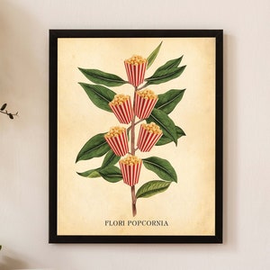 impresión de póster de película, botánico de palomitas de maíz, póster de película, regalo para amantes del cine.
