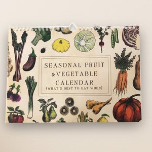 Seasonal fruit and veg Wall Calendar (UK version) | Everlasting calendar | Calendar for the kitchen | Perpetual  calendar