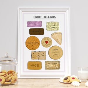 BRITISH Biscuits Print A4 to A3 Simple Modern, Kitchen Art image 1